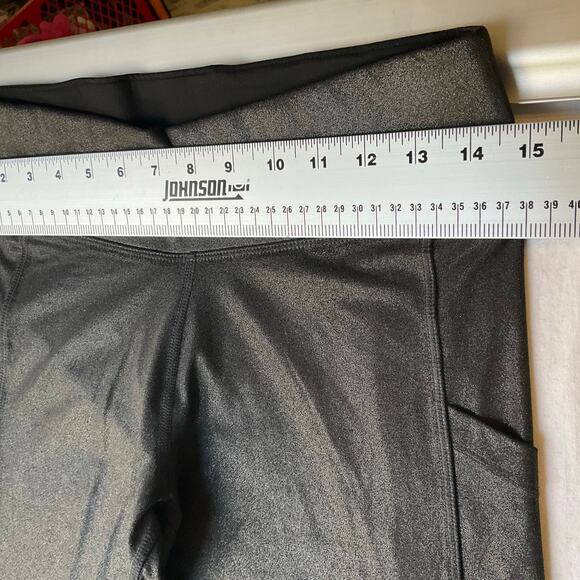 PINK Victoria’s Secret Women Leggings size M Gray Full Length Glossy Glitter - Picture 2 of 10